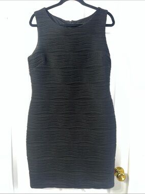 Elegant Textured Black Sleeveless Mini Dress Pit to Pit 20” Length 38”